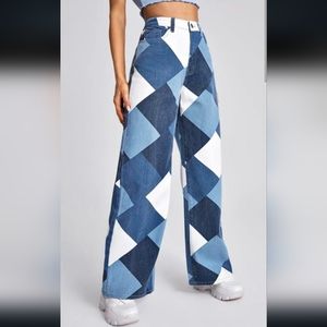 High-waisted Patterned Jeans